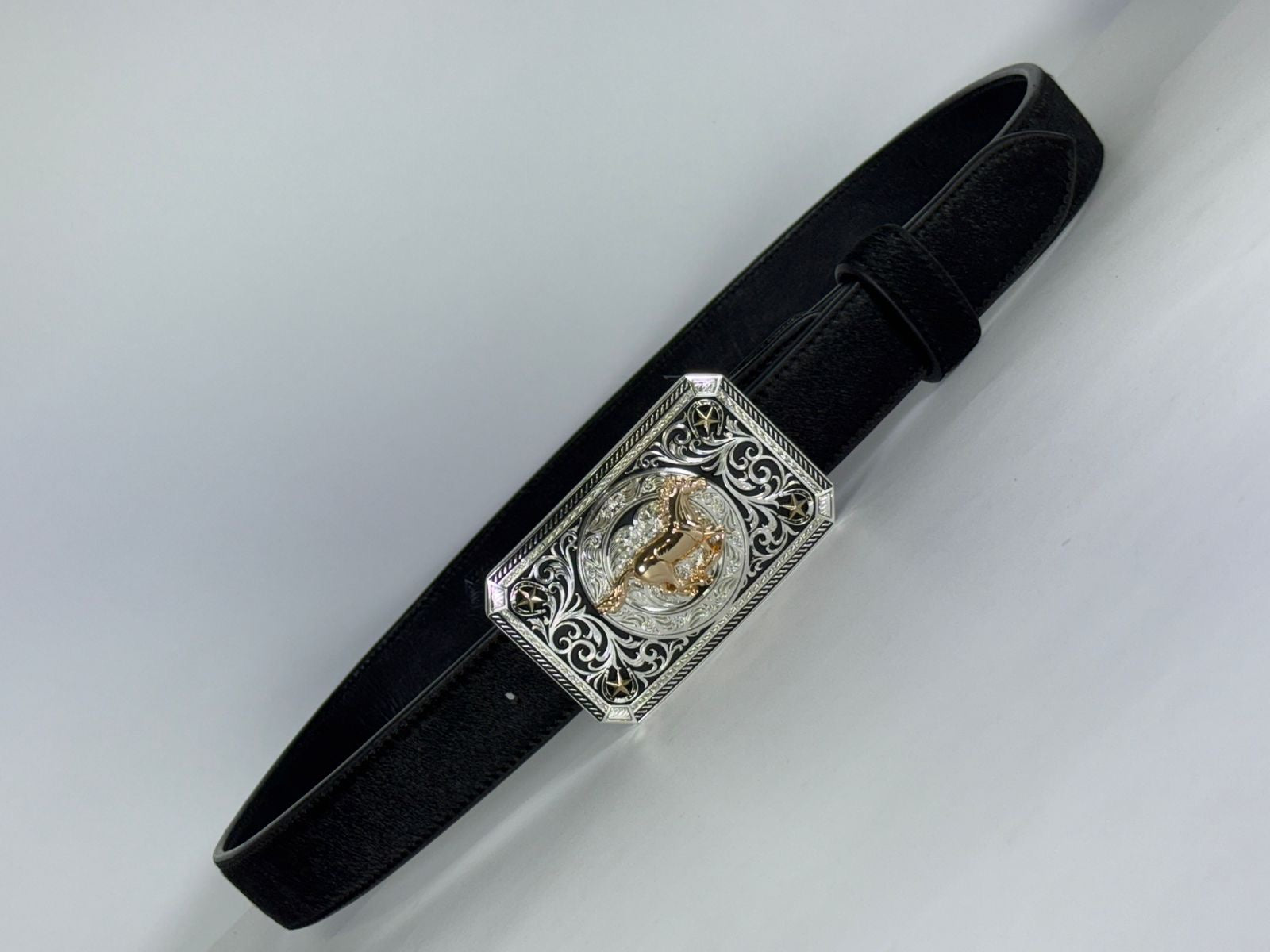 CINTURON NEGRO HEBILLA VAQUERA 46