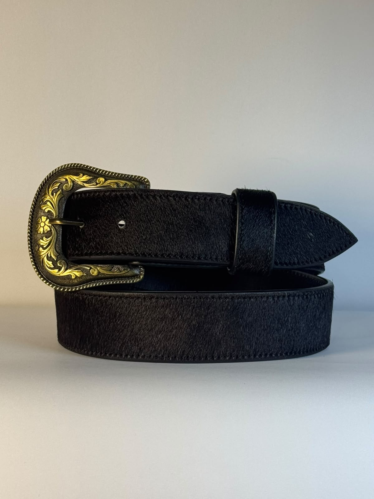 CINTURON NEGRO HEBILLA WESTERN LATON VIEJO 51