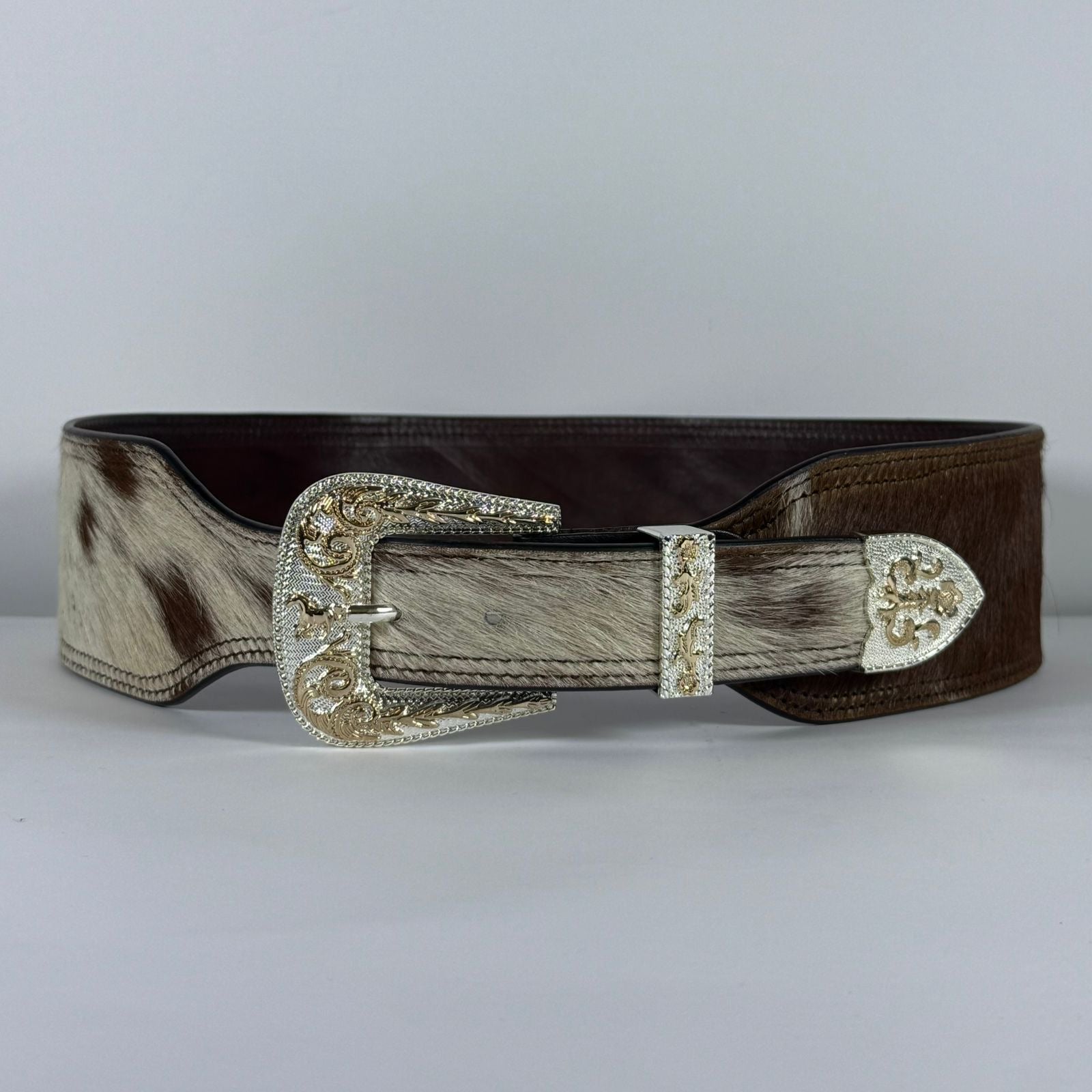 CINTURILLA INDIANA COW PELO PINTO 96